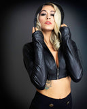 Freq G Hooded Crop Jacket - Leather