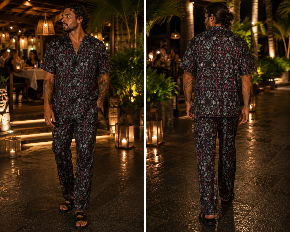 Mexico Pants - Mushroom Black Burgundy
