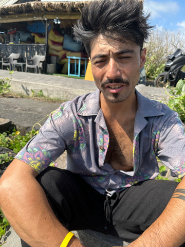 Lost in Mexico Collared Shirt - Stone Flower artwork by Matty