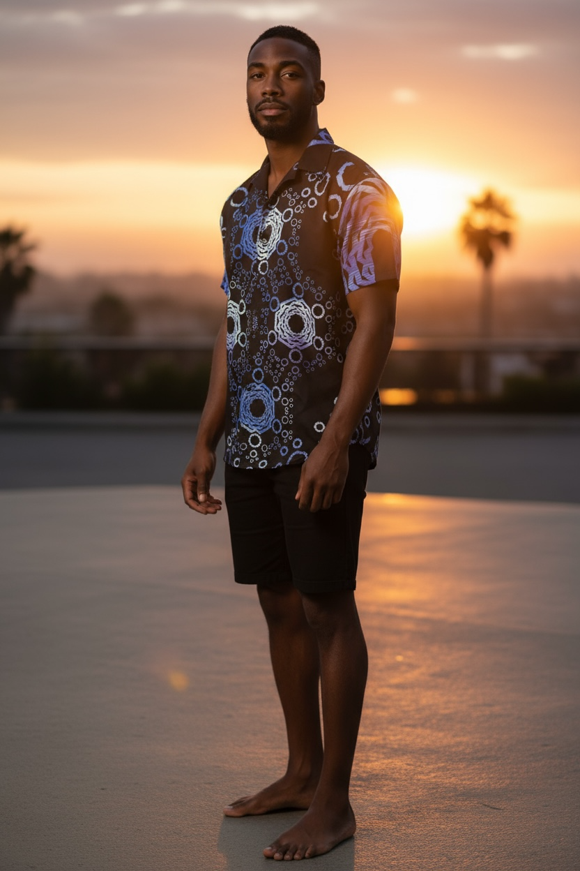 Lost in Mexico Satin Collared Shirt -Wisdom print