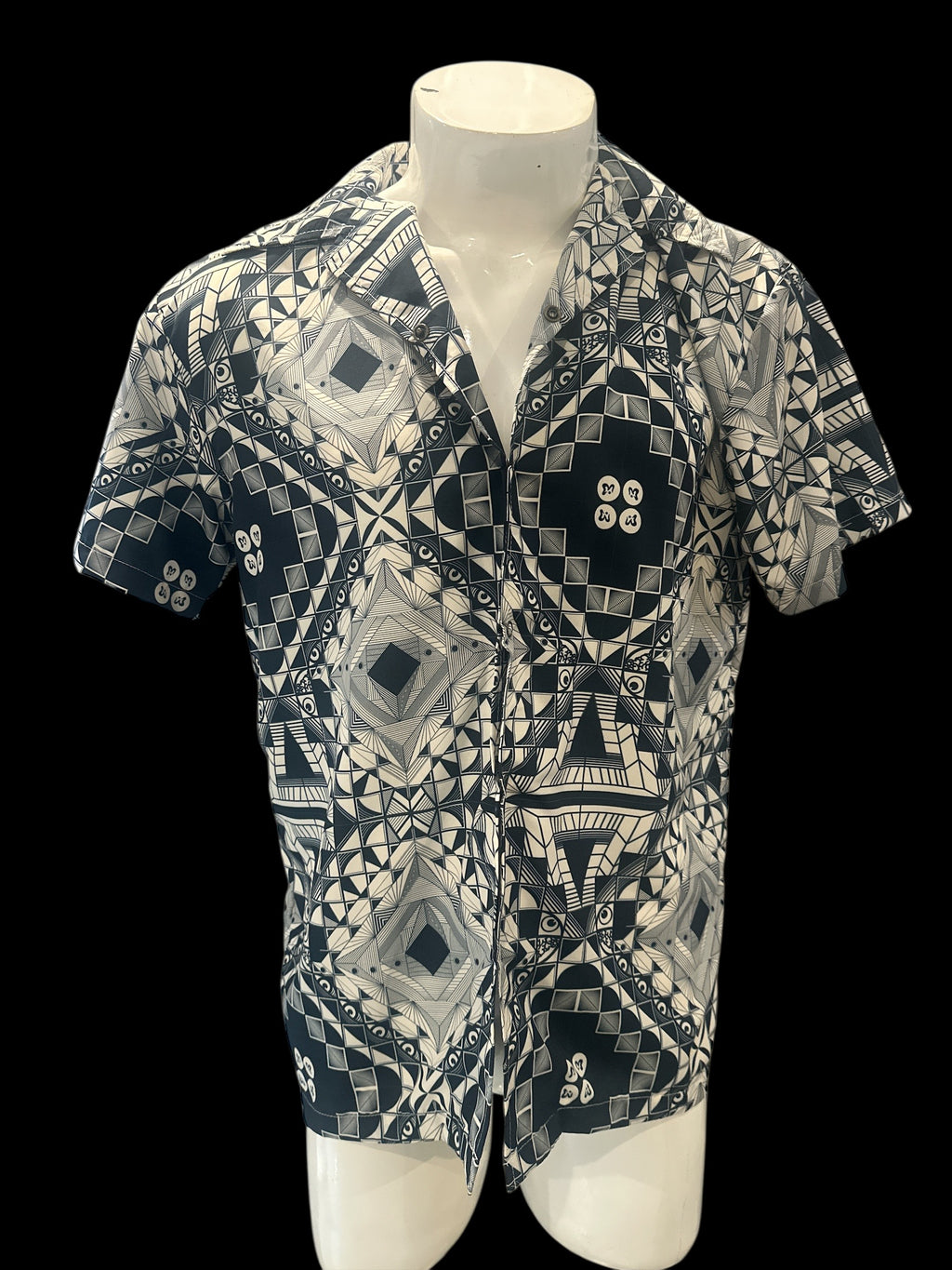 Lost in Mexico Satin Collared Shirt - GEO print