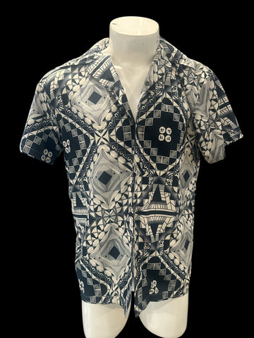 Lost in Mexico Satin Collared Shirt - GEO print