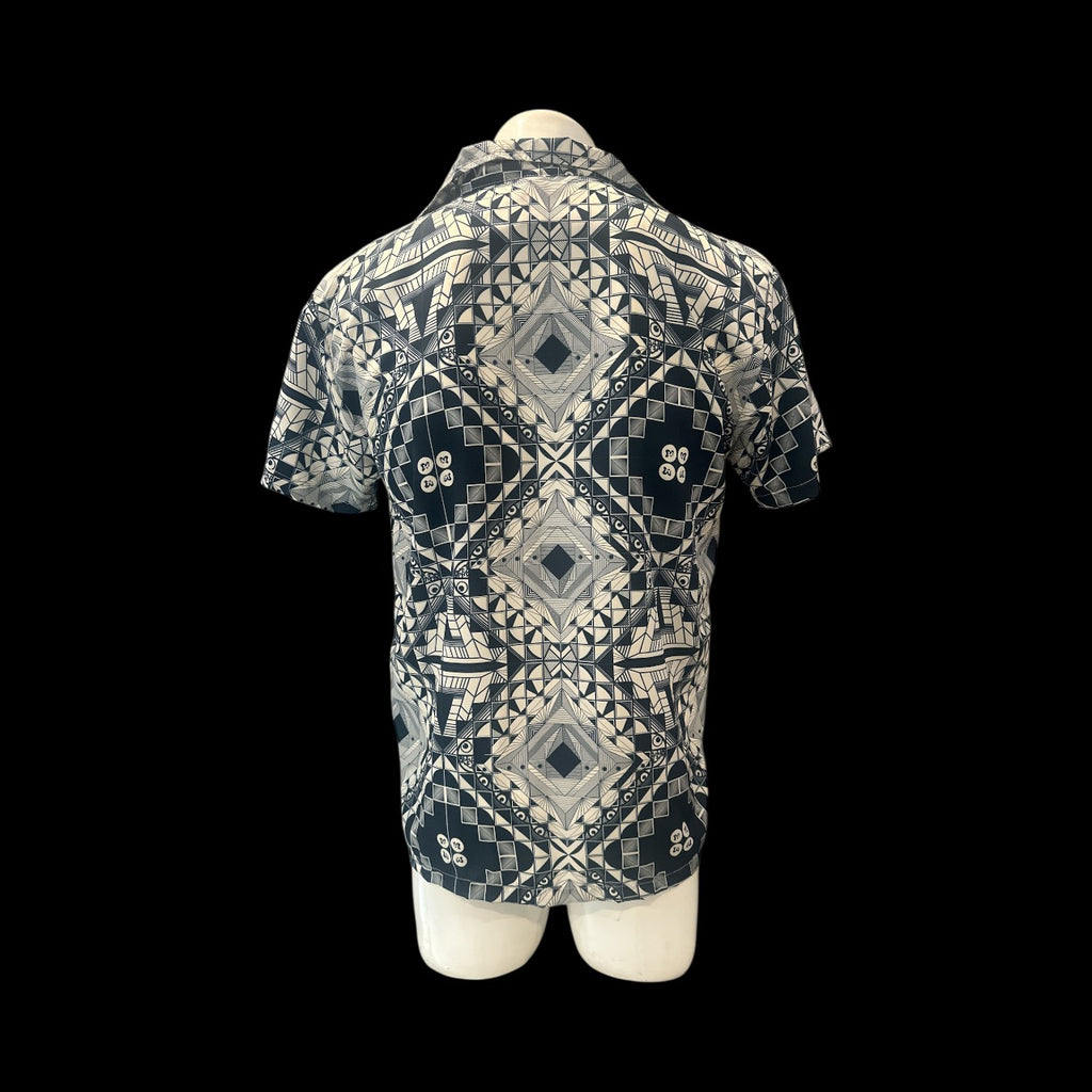 Lost in Mexico Satin Collared Shirt - GEO print