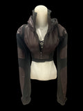 Freq G Hooded Crop Jacket - Leather - Deep Burgundy