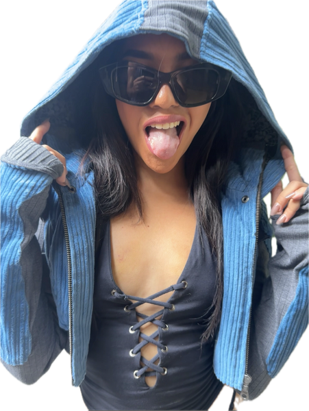 [GROVE]★24FW★韓国人気★GARNI CHECK CORDUROY DOWN JACKET Keep Up With Me Crop Corduroy Full Zipper Puffer Jacket