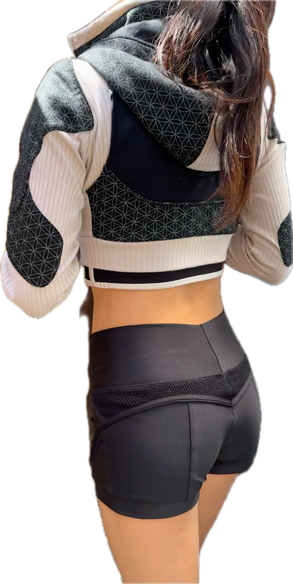 Freq G Hooded Crop Jacket with Flower of Life