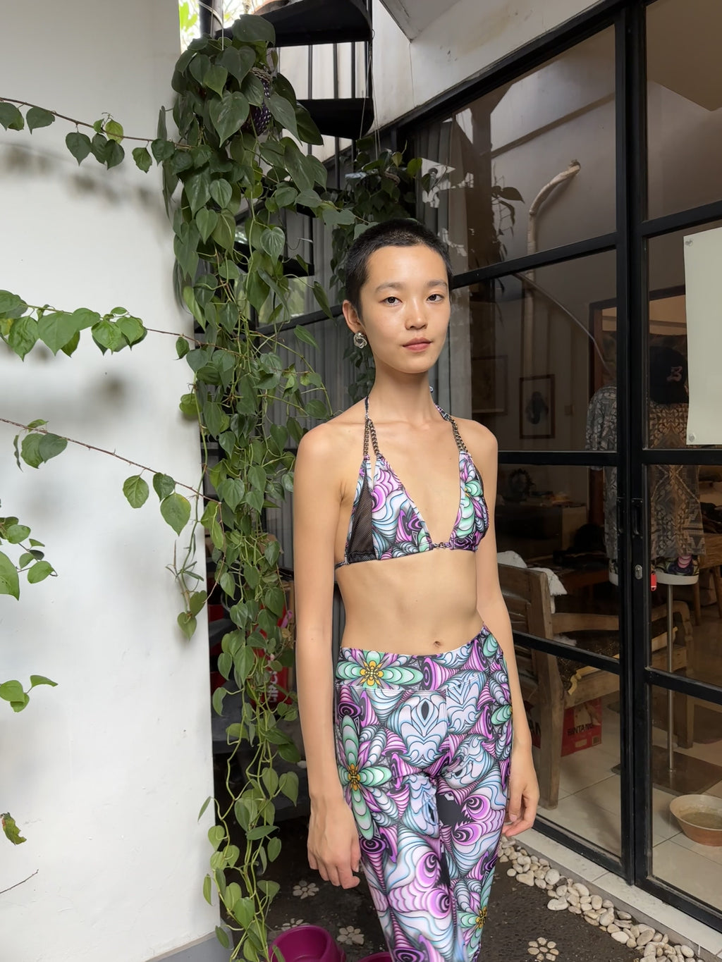 SHROOMSCAPE CHAIN BIKINI TOP in COTTON CANDY