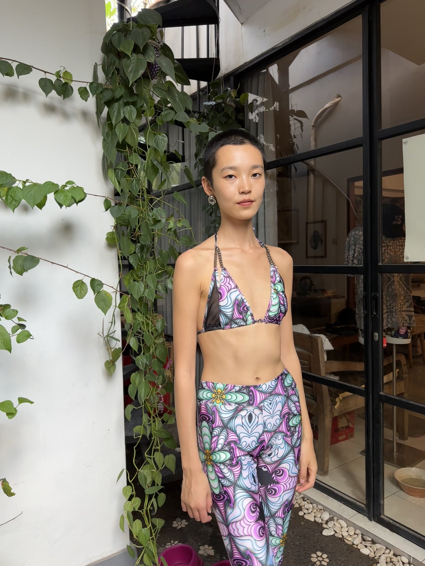 SHROOMSCAPE CHAIN BIKINI TOP in COTTON CANDY