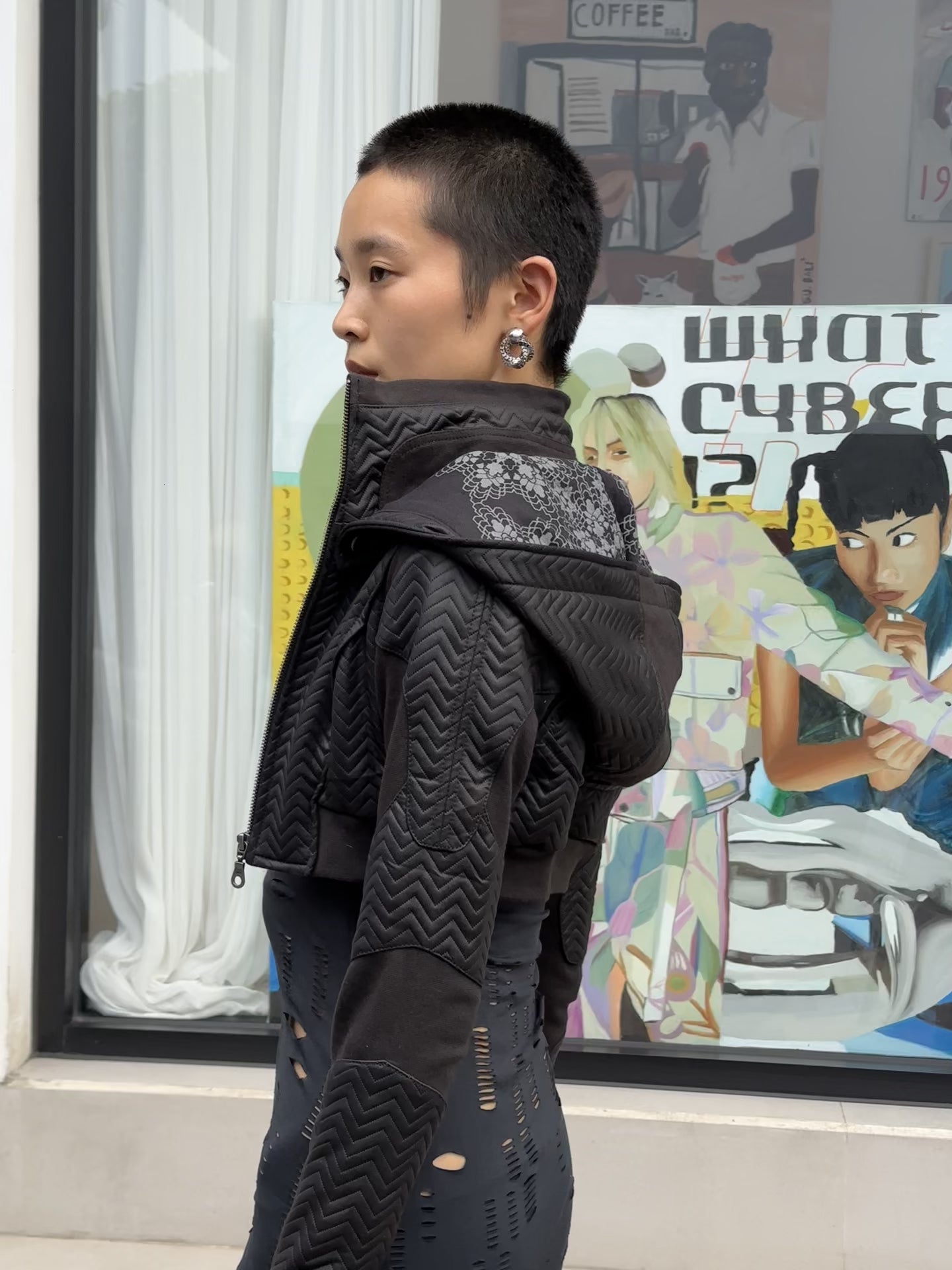 Freq G Hooded Crop Jacket - WAVES