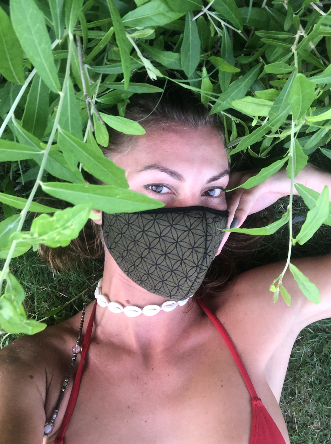 Flower of Life Mask - Olive