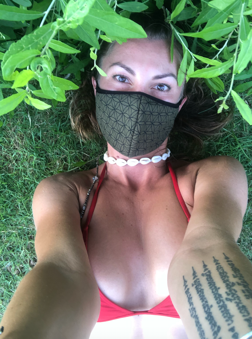 Flower of Life Mask - Olive