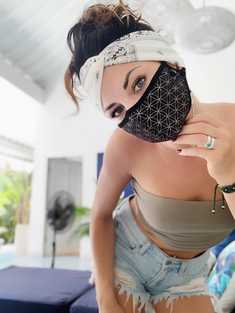 Flower of Life Mask - Black w/ Gold